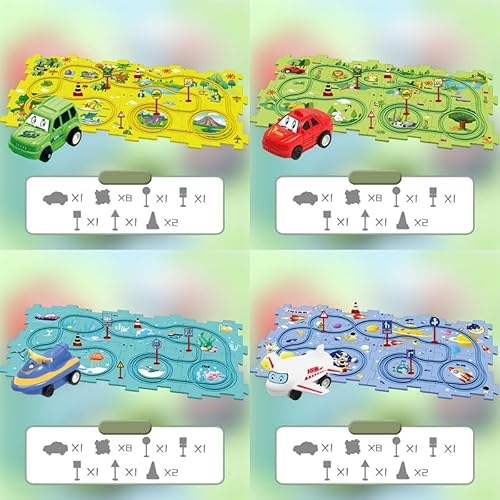 Miniatura 10 de Carrito eléctrico de ensamblaje de bricolaje, juego de autos educativos para niños, rompecabezas de construcción de ciudad, pista de tren de