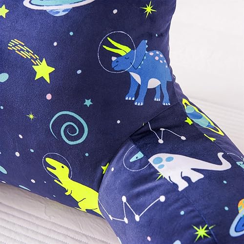Miniatura 6 de Aimuan Almohada de lectura con estampado de dinosaurios, almohada de respaldo de cuña con brazos y soporte de espalda para sentarse en la cama,