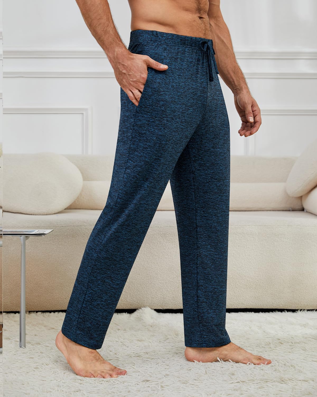 Femdouce 3 Pack Men's Pajama Pants with Pockets Soft Pajamas Bottoms for Men Drawstring Lounge Comfy Lightweight Pj Pants - Image 4