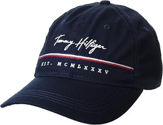 Tommy Hilfiger Boné de beisebol masculino ajustável assinatura, Capitão do céu, Tamanho nica