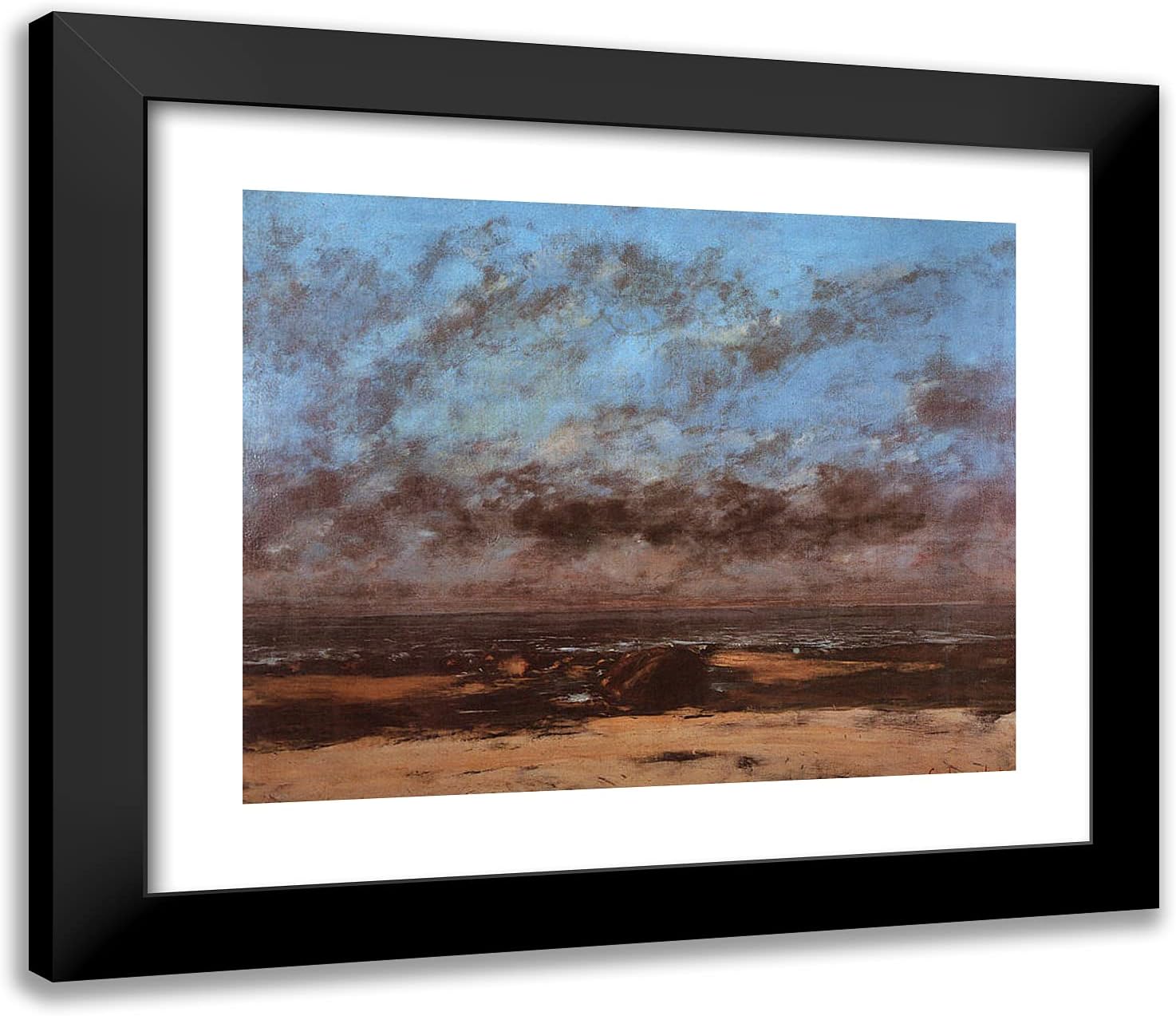 ArtDirect Courbet, Gustave 23x20 Gold Ornate Framed Art Print with Double Matting Titled: Low Tide