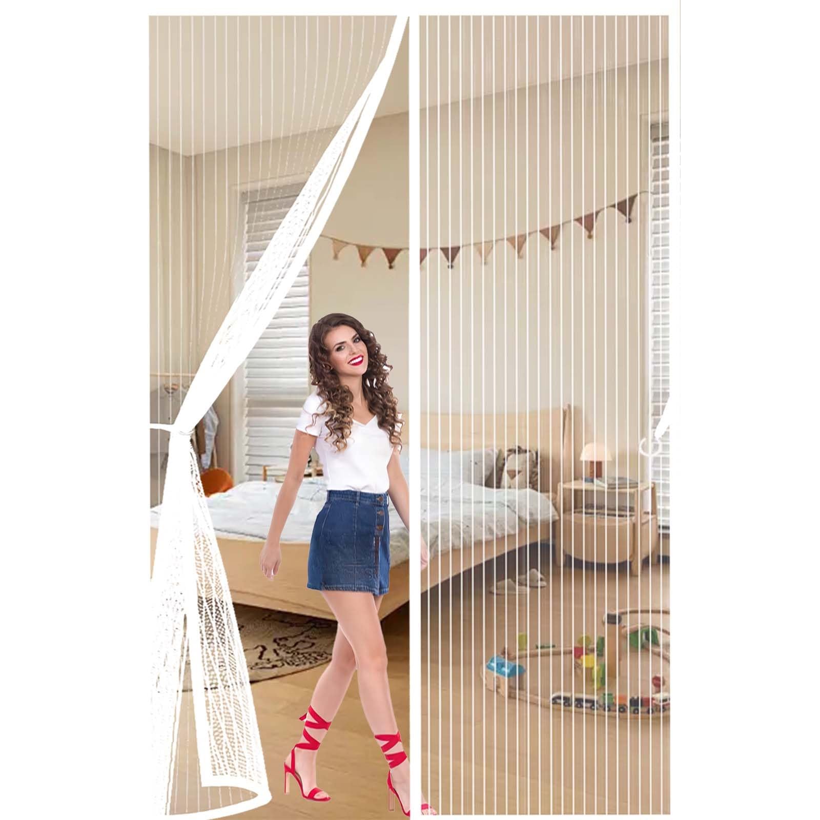 Magnetic Door Screen 172x216cm(WidthxHigh) Durable, Keeps Bugs Out, Kid and Pet Friendly Fly Screen Door Mesh Curtain Lets Fresh Air in, Hundreds of Sizes, White