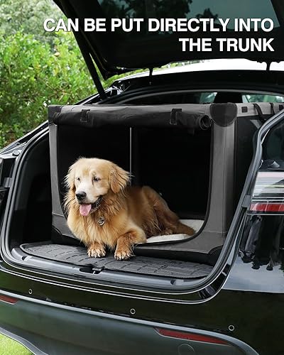 Miniatura 5 de Jaula de viaje plegable de 30 pulgadas para perros medianos y grandes, jaula portátil para perros de 4 puertas, plegable, suave, con ventanas de