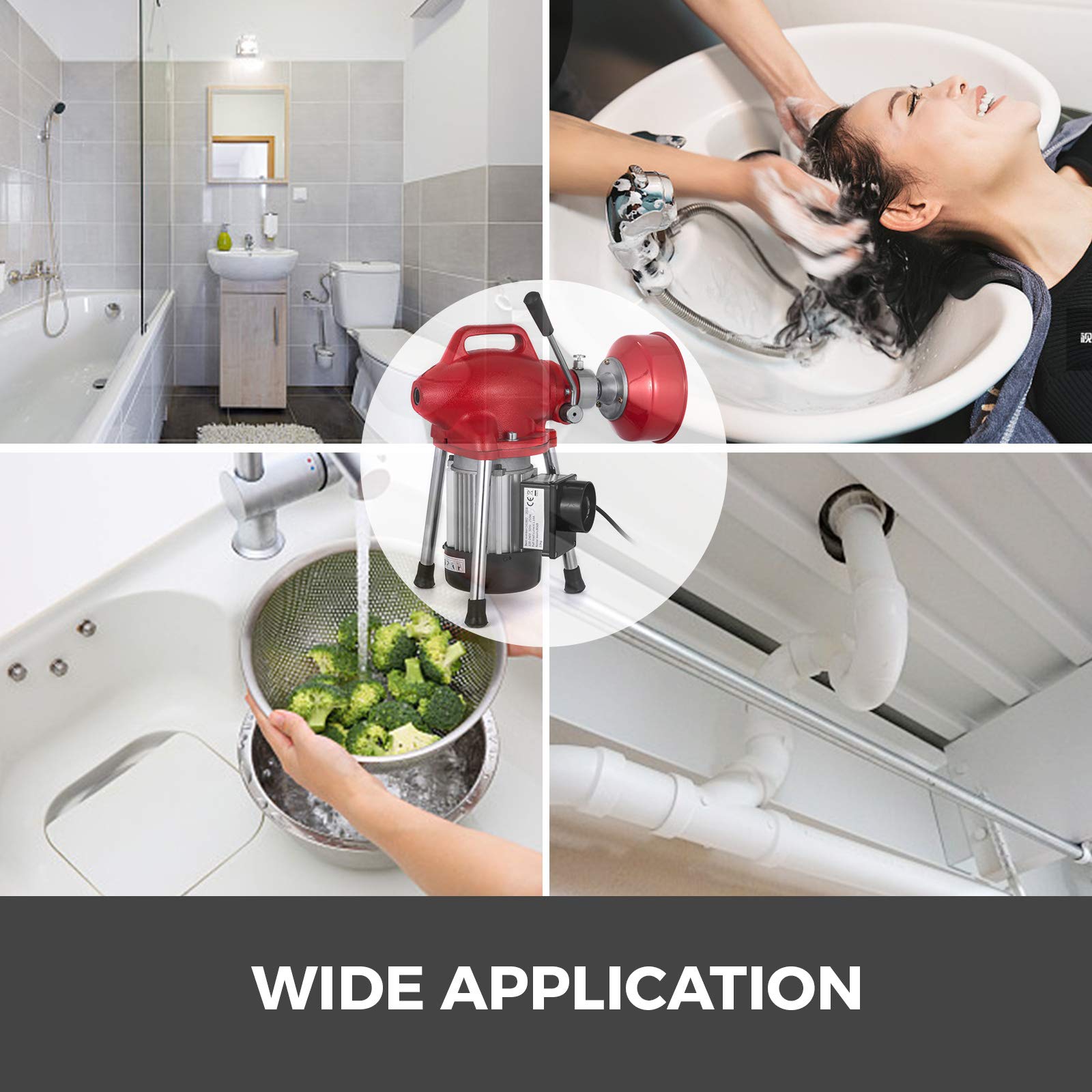 Buy VEVOR Drain Auger Pipe Cleaner Cleaning Machine, 250W Drain