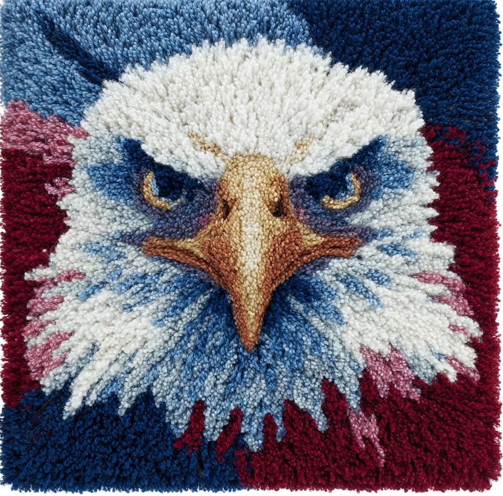 Taxpy Latch Hook Kits Pillow Eagle 17X17In