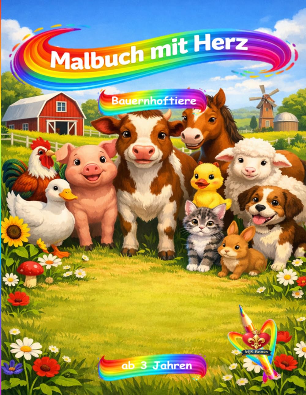 Malbuch mit Herz - Bauernhoftiere: ab 3 Jahre