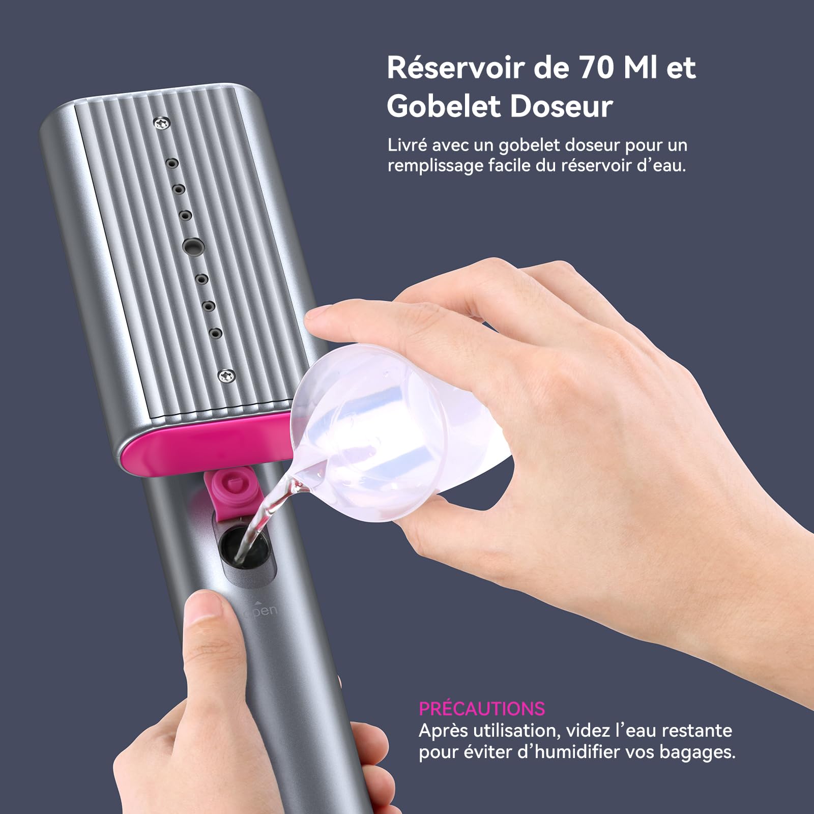 Defroisseur Voyage, Defroisseur Vapeur Fer à Repasser de Voyage 1200w, Mini Fer à Repasser Compact et Portable, le RéServoir d'Eau de 70 Ml est Livré Avec un Gobelet Doseur pour Voyages et Bureau.