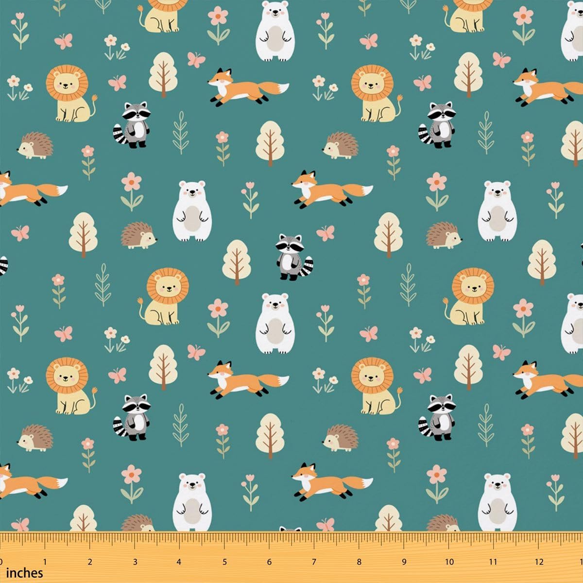 Feelyou Green Forest Animals Fabric by The Yard Soft 5 Yards