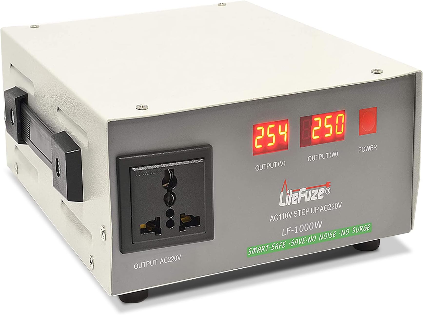 LiteFuze Automatic 1000 Watt Voltage Converter Transformer - Step Up - 110V/220V - Circuit Breaker Protection - Heavy Duty / - Wattage Sensing Technology - Ultra Compact - Lightweight [5 Year Warranty