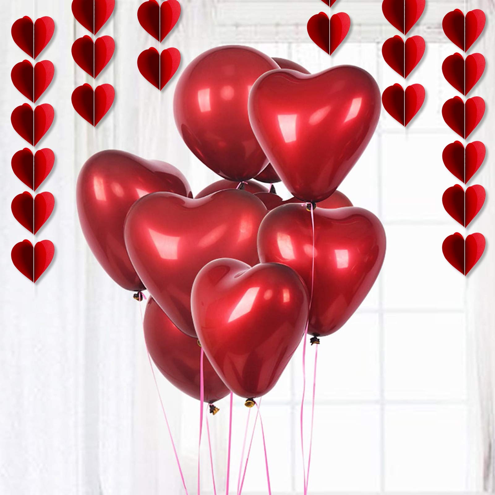Juego De Decoración De Globos De Corazón Rojo Para El Día De San