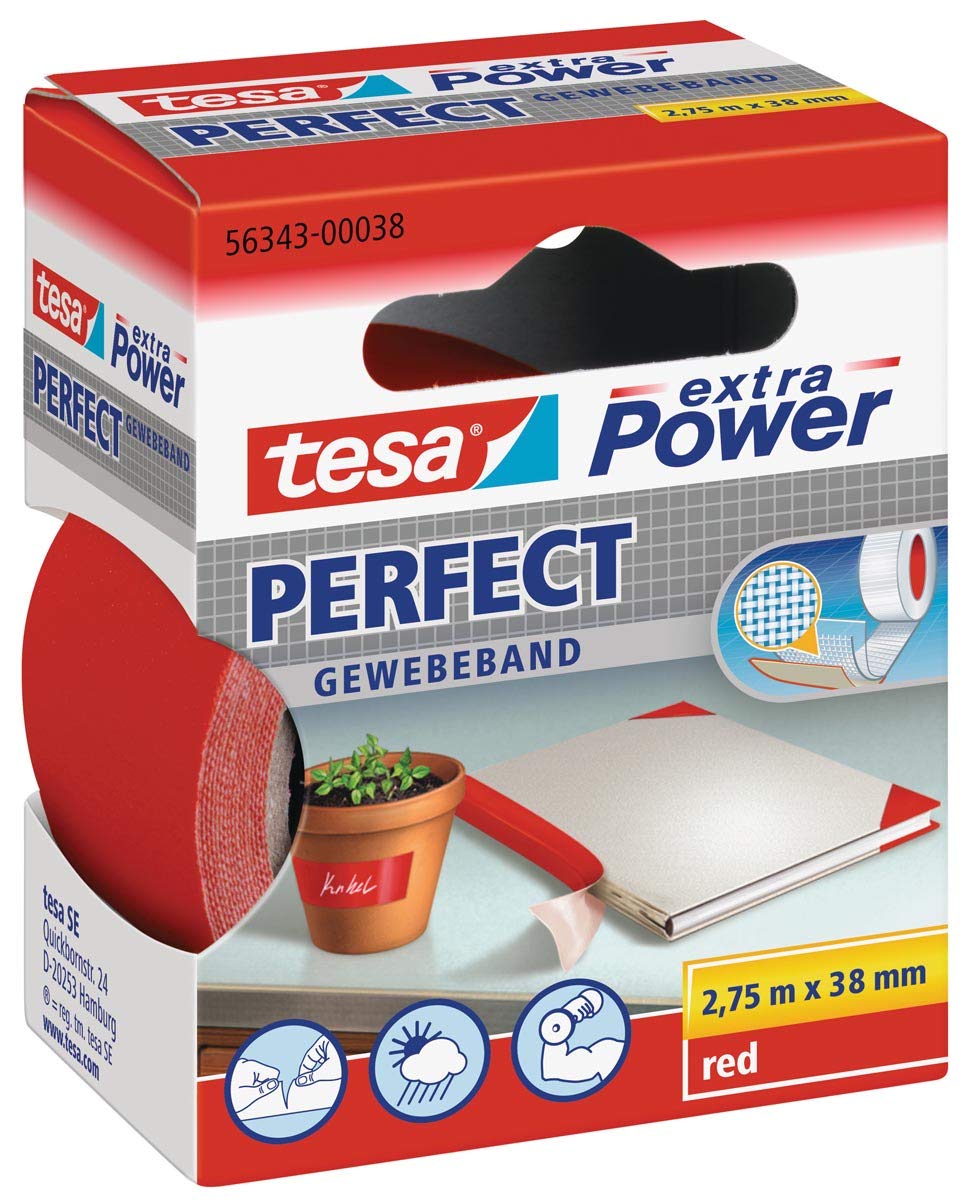 tesa 56343 – 00030 – 02 Band Klebstoff, extra Power Perfect rot 2,75 m x 19 mm