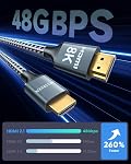 8K HDMI Cables 3FT 2-Pack, ARISKEEN 48Gbps High Speed HDMI 2.1 Cable, 8K 60Hz, 4K 120Hz 144Hz, Supports for Dynamic HDR, HDCP 2.2 2.3, eARC, DTS:X, Braided HDMI Cord - 3 Feet