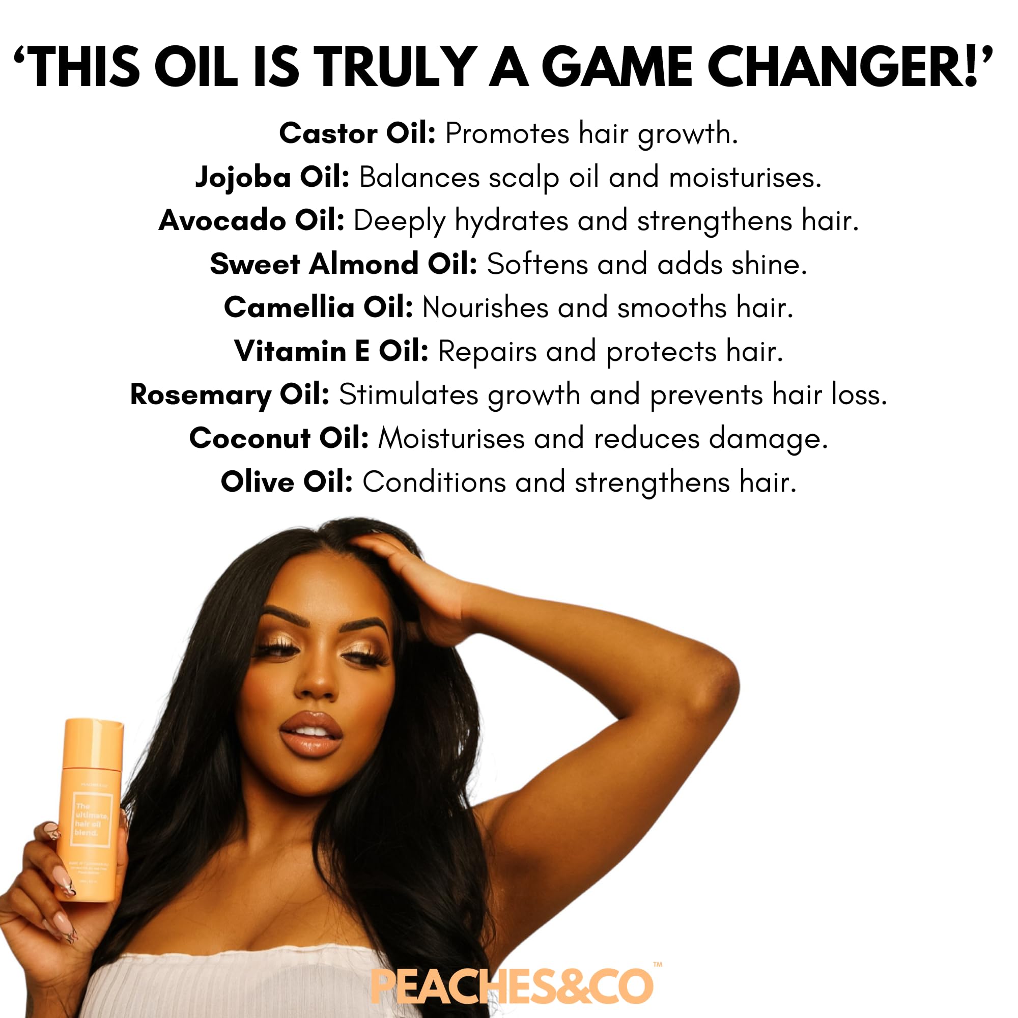 Hair Growth Oil - Rosemary & Avocado Blend with Castor, Jojoba, Camellia & Vitamin E, Peach, 150 ml (Pack of 1) - Image 4