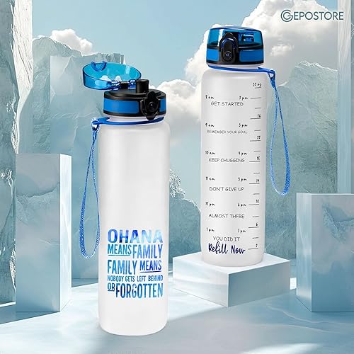 Miniatura 4 de Blue Alien - Botella aislada de 32 onzas con rastreador, botellas familiares, botella de agua motivacional alienígena, regalos para amantes