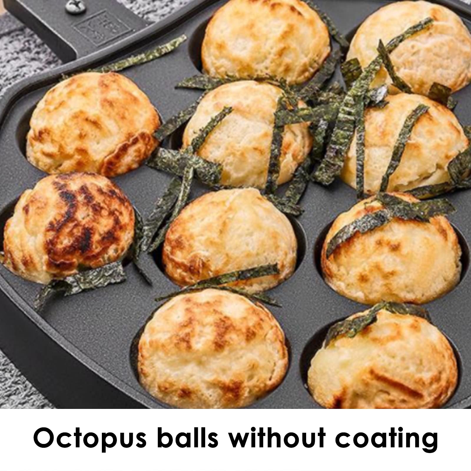Piastra Takoyaki Antiaderente in Ghisa per Polpo, 15 Trous, Rotonda in Lega di Alluminio, Accessori per Cottura Domestica