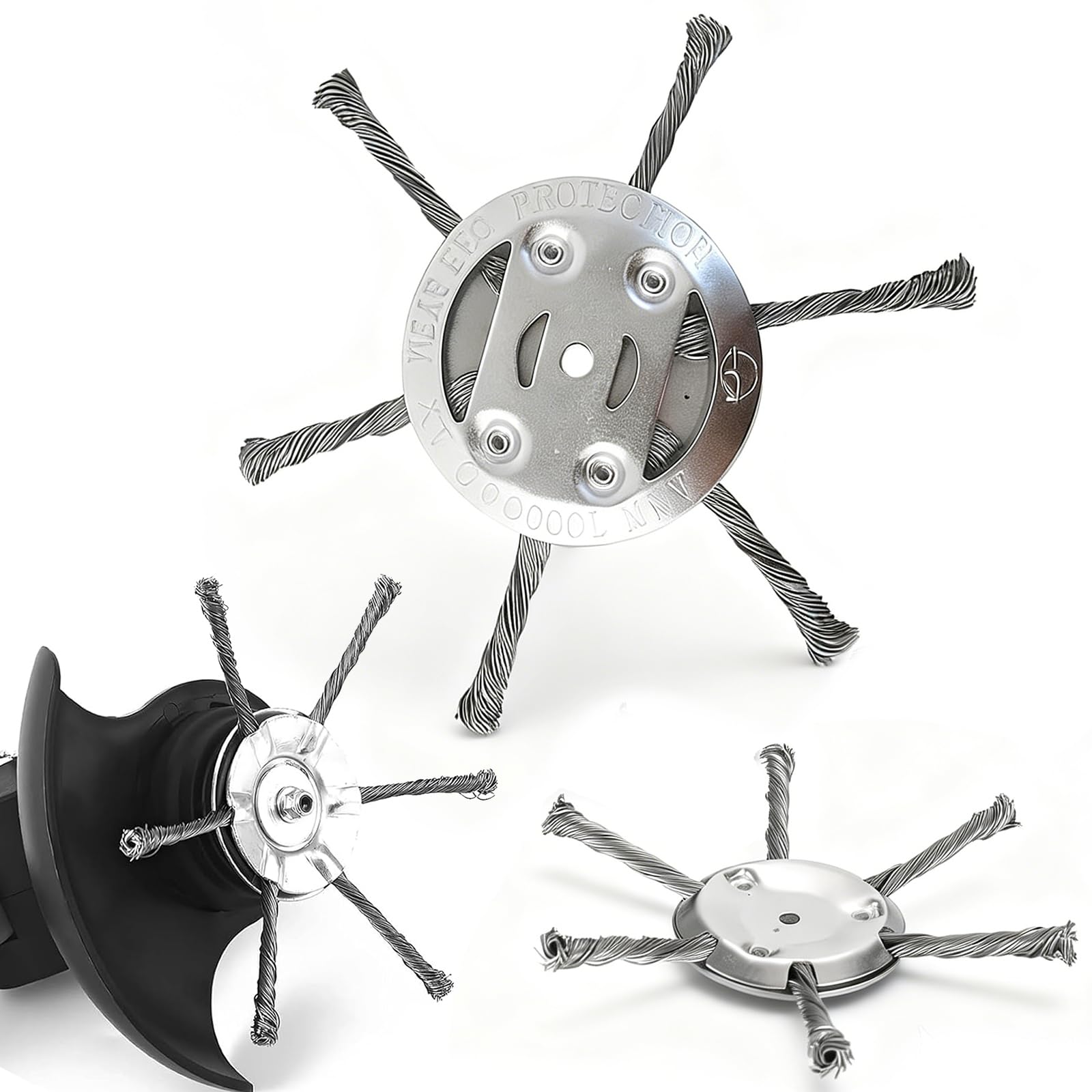 Steel Wire Grass Trimmer Heads, Universal Solid Steel Wire Brush Strimmer Head, 6 Heads Grass Trimmer Cutter Head for Garden Lawn Trimmers Mower Tool, Moss Rust Weed Removal(Silver, 1 PC)