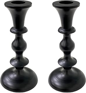 Black Pillar Candle Holders Set of 2 - Decorative Taper Candles for Candlesticks - Candle Stick Candle Holder -Candlestick Holders for Taper Candles - Modern Candle Holders for Dinner, Party