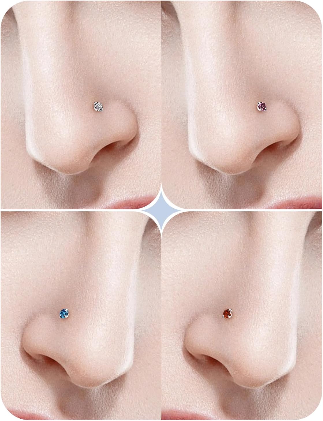 18G 20G 22G Astm F136 Titanium Nose Rings Studs Piercing Jewelry for Women Men Cubic Zirconia Nose Rings Nostril Piercing Jewelry Clear CZ 1.5mm 2mm 2.5mm 3mm 10PCS - Image 6