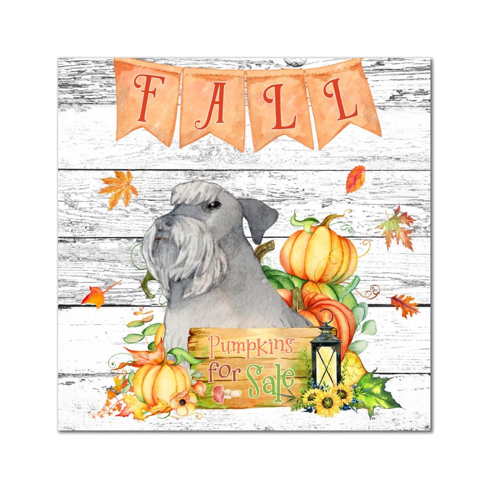 Plaque en bois de citrouille et bouledogue français, décoration murale rustique 30x30 cm