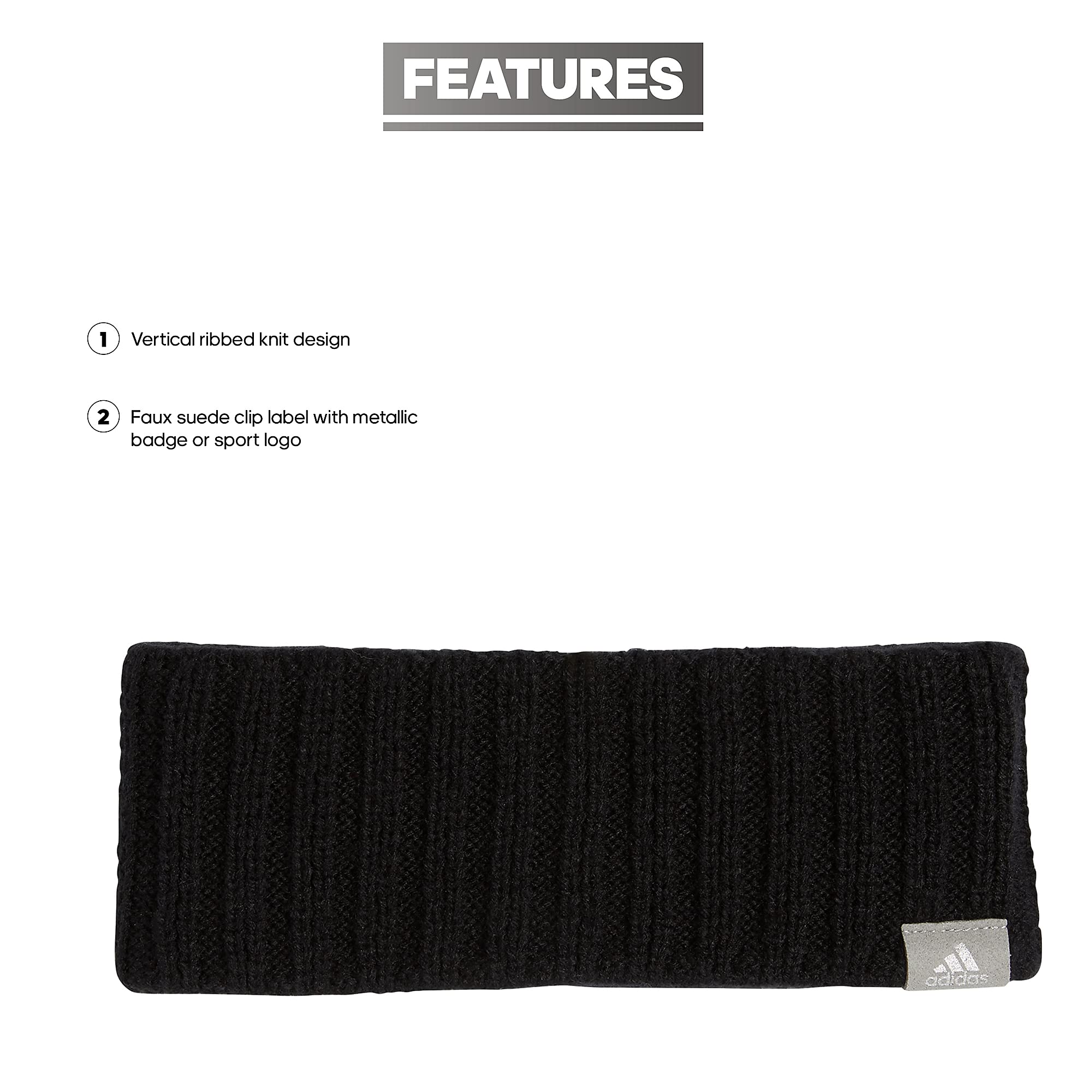 adidas Women's Holiday Shine Knit Headband, Black/Grey/Silver Metallic, One Size