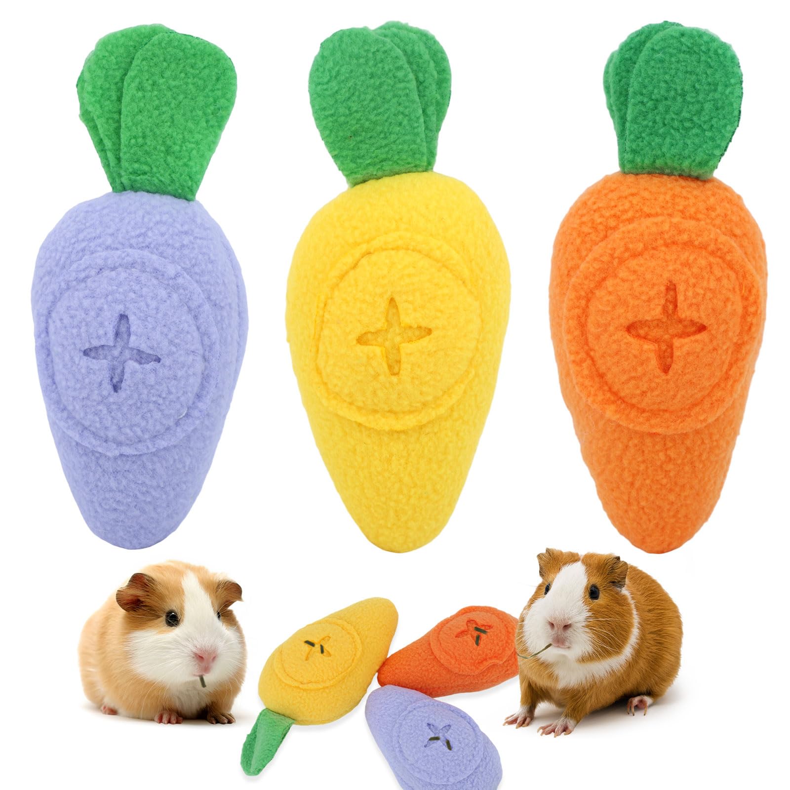 Penitue 3pcs Guinea Pig Forage Toys, Washable Guinea Pig Enrichment Toys Slow Feeder Food Dispenser Olfactory Ball Puzzle Game for Hamsters Rabbits Chinchillas
