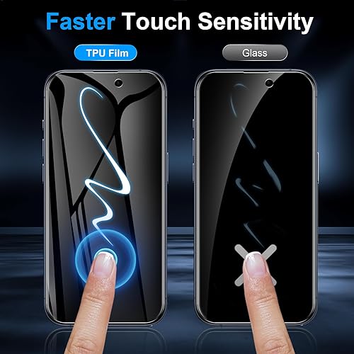 Miniatura 2 de LYWHL Paquete de 2 protectores de pantalla de privacidad para iPhone 15 / iPhone 15 Pro [como la sensibilidad táctil original], película privada