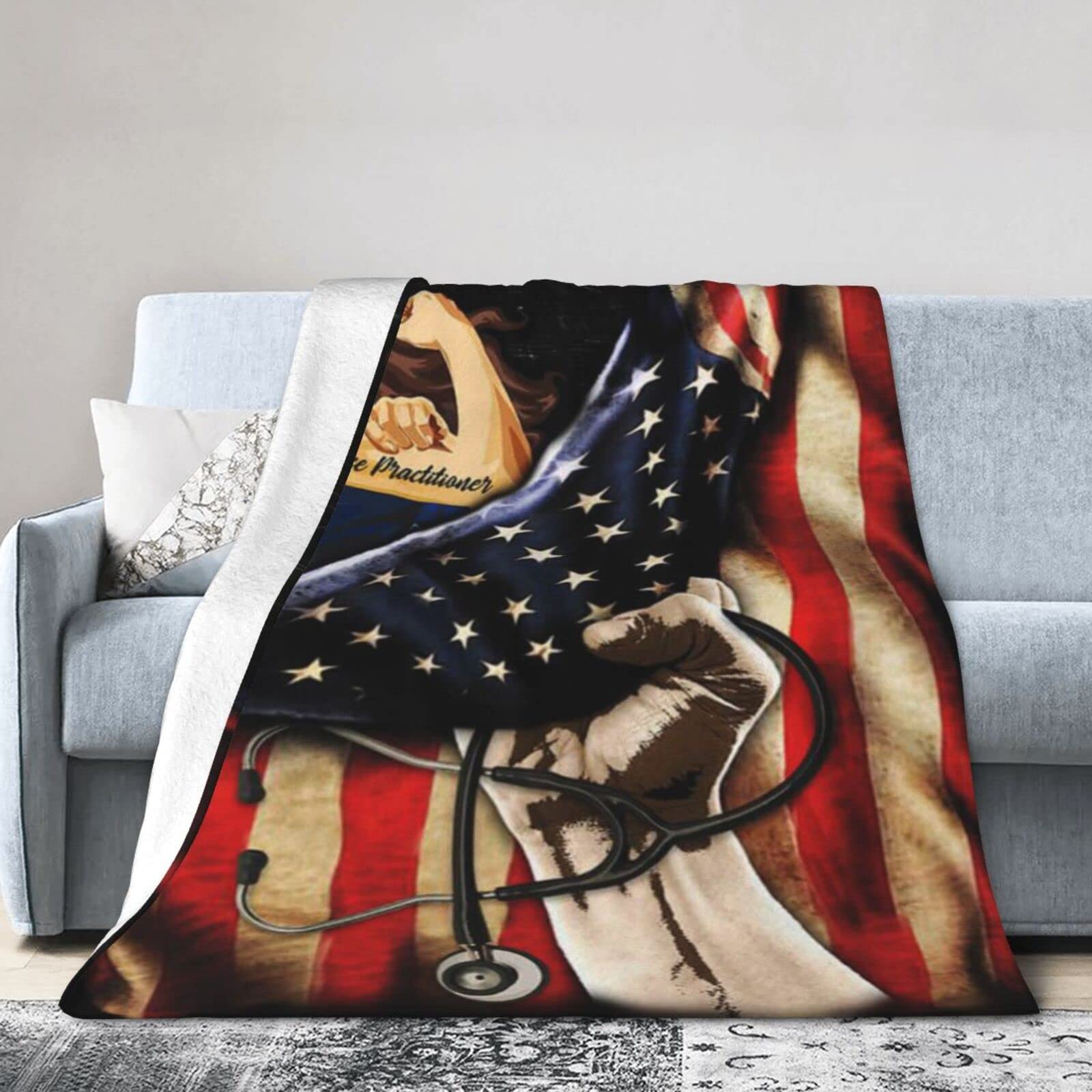 Lsjuee Flannel Fleece Blanket 40"X30" ProudPractitioner Bed Throw Blanket Lightweight Ultra-Soft Travel Winter Blankets for Womens Keep Warm