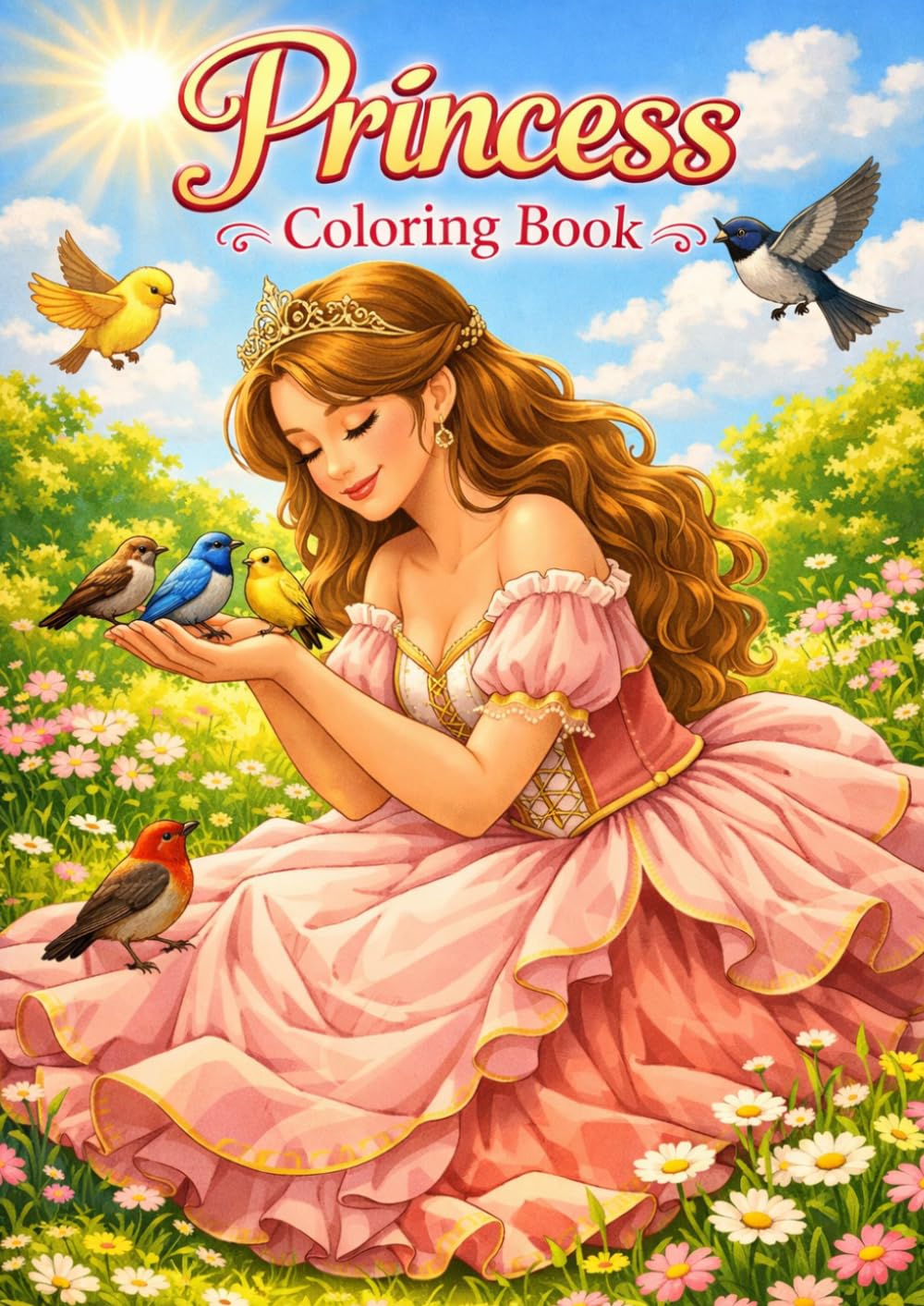 Princess Coloring Book: Educational coloring pages with princess for girls