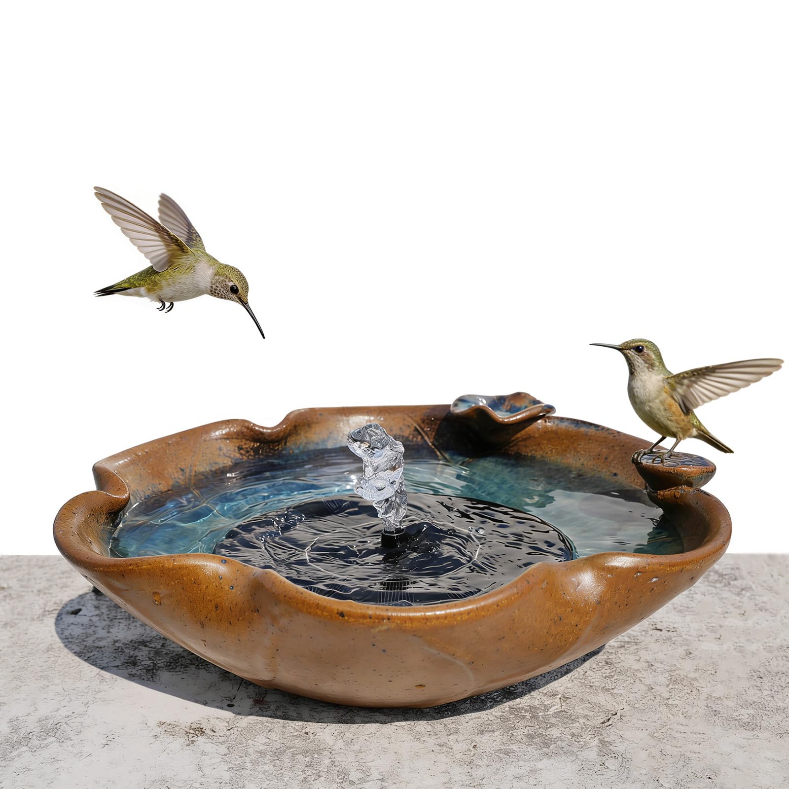 Kweespr Ceramic Birdbath Solar Fountain, 12.5-Inch Heavy Duty Ceramic Bird Bath Bowl for Outdoor Water Fountain, Wildlife Drinking Station & Ground Feeder, Garden Patio Décor
