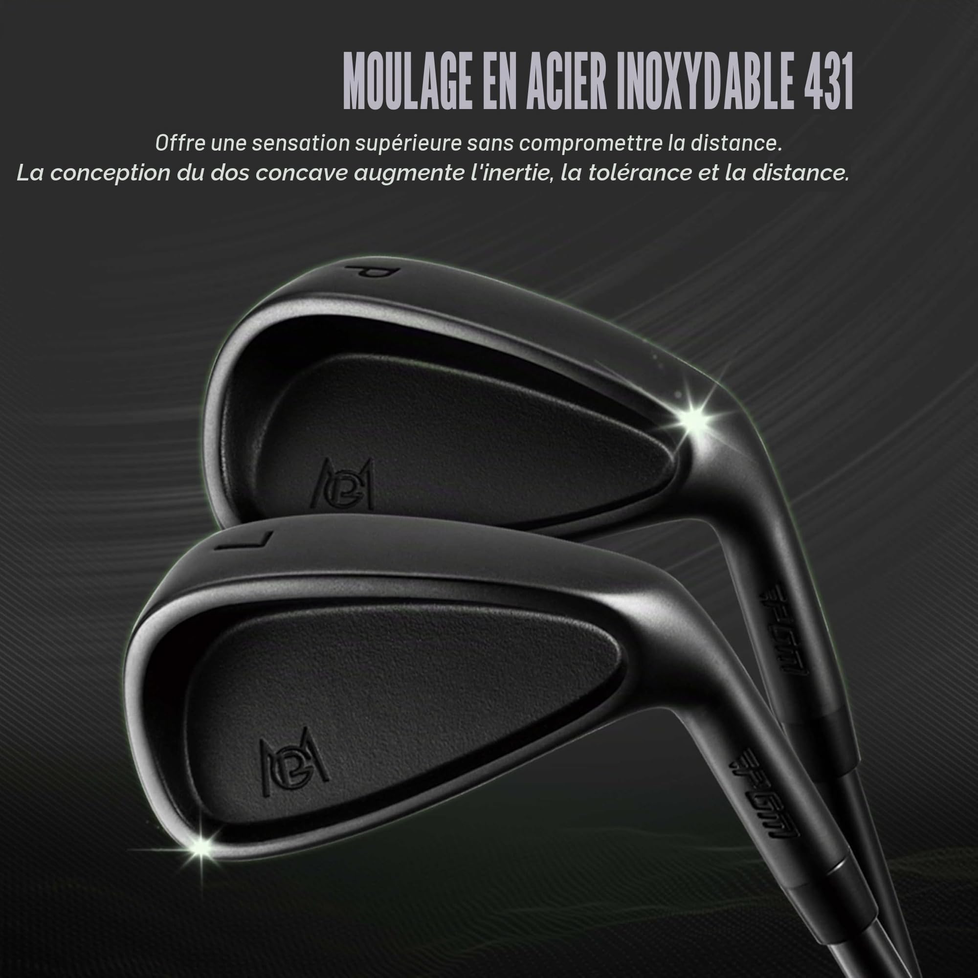 PGM Ensembles complets de clubs de golf pour homme - 13 pièces - 3 bois (#1,3,5), 1 hybride (#4H), 6 fers (#5,6,7,8,9,PW), 2 Sand Wedge (52°, 56°), 1 putter - Sac de support de golf, droitier