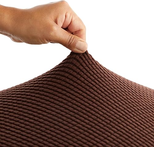 Miniatura 4 de Juvale Paquete de 2 fundas elásticas para cojín de sofá, protectores reversibles de poliéster para sofá para exteriores (S, chocolate)