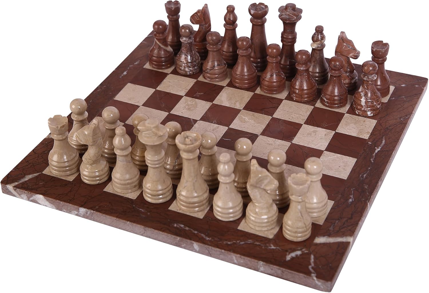 15 Inch Luxury Chess Set Classic Chess Boards for Adults with Handcrafted Stone Board & Marble Chess Pieces Ideal for Home Decor (Marina & Virona)