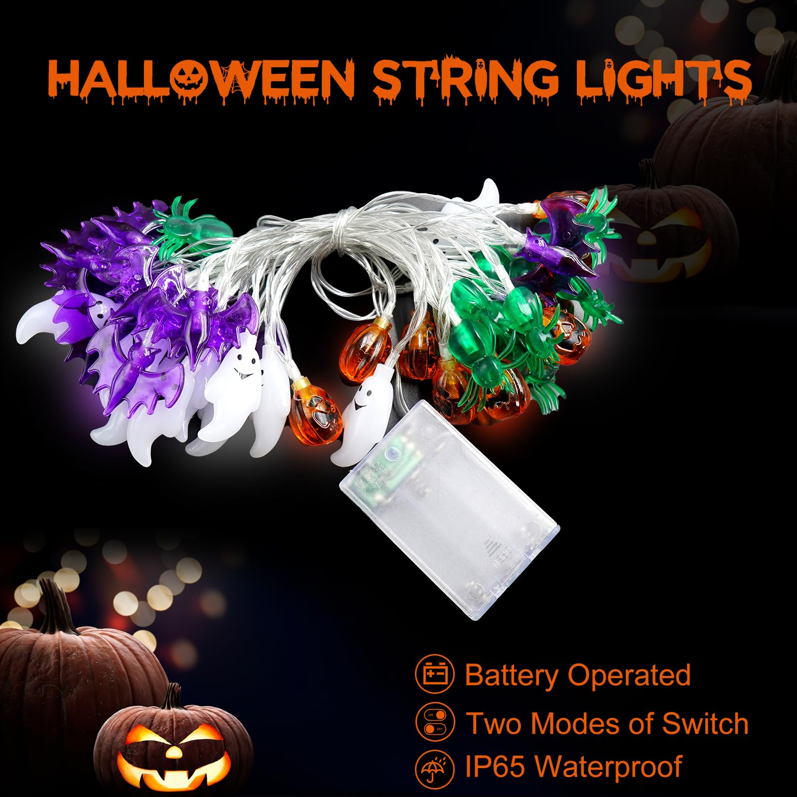 Amazon.co.jp: ハロウィンライト装飾、20フィート 40 LED 3D