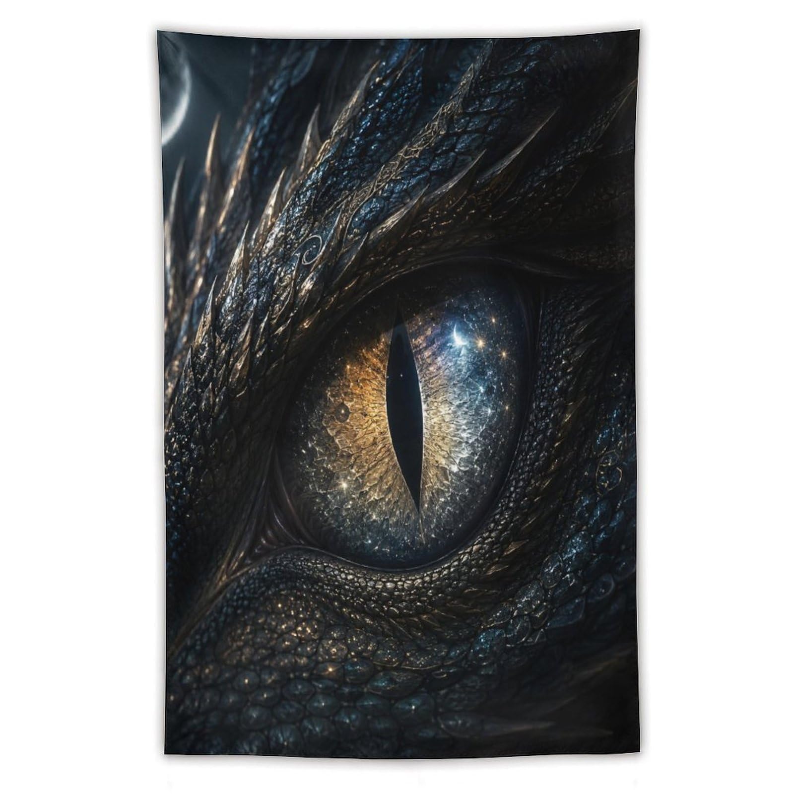 W7C8U2X3 Blue Cosmic Dragon Eye Wall Tapestry, Surrealist, Celestial Glow