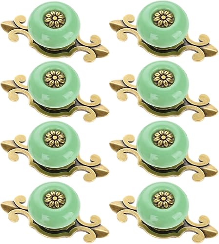 Corasays Paquete de 8 pomos y tiradores de cerámica vintage 2 en 1 para armarios de cajones, muebles del hogar, gabinete, aparador, armario,