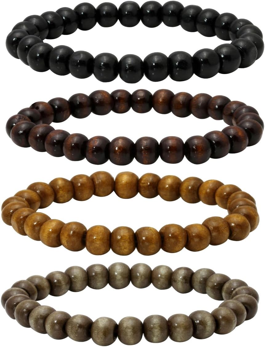 Pulsera de cuentas de madera Eigso 6-8mm para hombres y mujeres