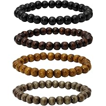 Eigso 6-8mm Wood Beads Bracelet Prayer Beads for Meditation Buddha Tibetan Bracelet for Men and Women