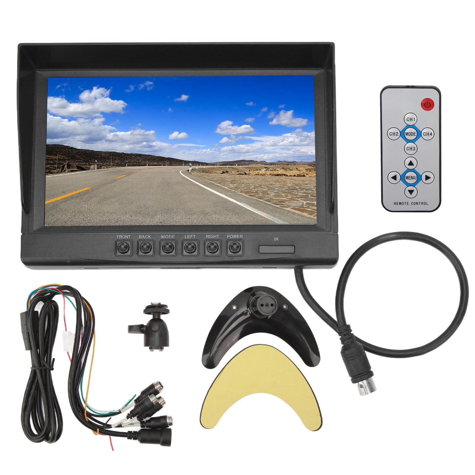 Monitor de cámara de respaldo IPS HD de 9 pulgadas con entrada de video de 4 vías, visión trasera y pantalla de marcha atrás para camiones, caravanas, remolques y automóviles de pasajeros