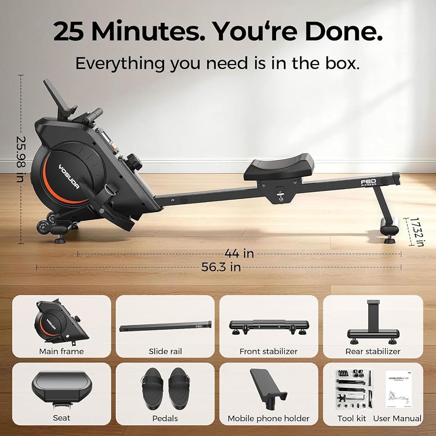 YOSUDA Rowing Machine for Home, Magnetic Rower with 16 Resistance Levels | Beginner-Friendly, Quiet Operation, Comfortable Seat & Bluetooth App, image 6