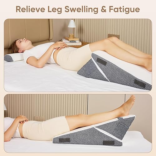 Miniatura 6 de Juego de 3 almohadas de cuña ajustables para después de la cirugía, almohada ortopédica de cuña de espuma 10 en 1 para reflujo ácido, dormir,