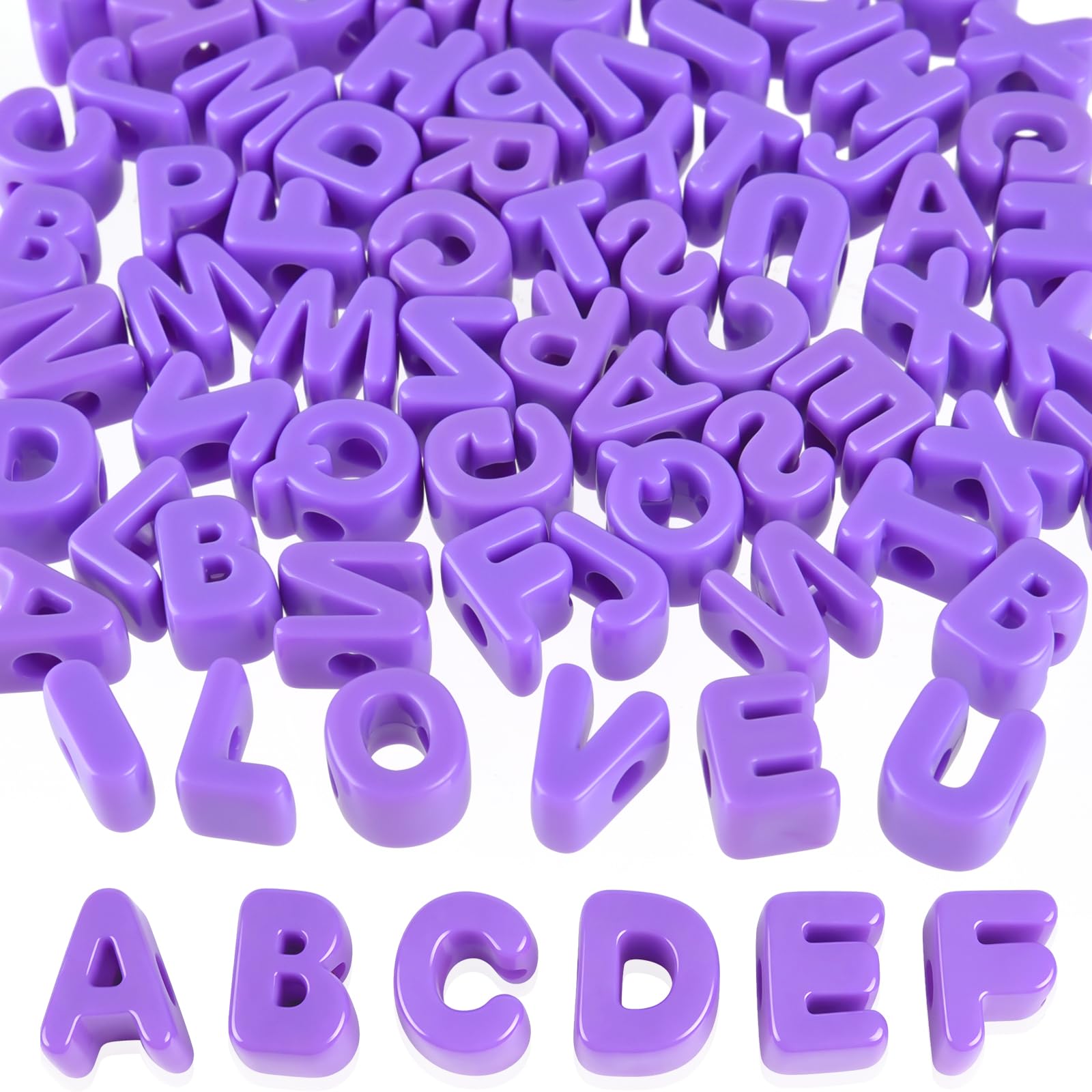 NEBURORA 78 Pcs Purple Large Hole Letter Beads Charms for Jewelry Making — image 1