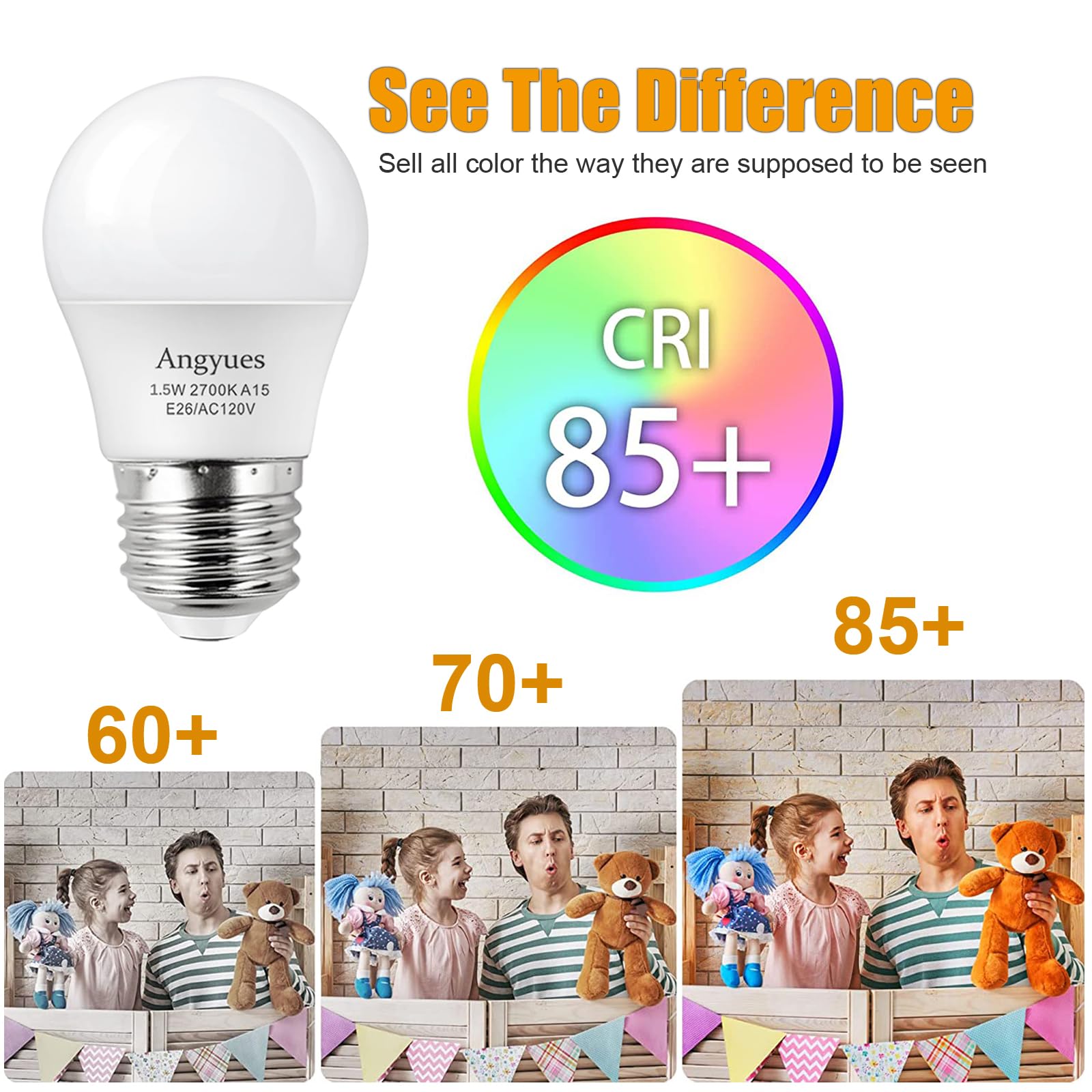 15W Light Bulb Equivalent A15 15 Watt Light Bulbs 2700K Soft White 120V E26 1 5W LED Bulb — view 6