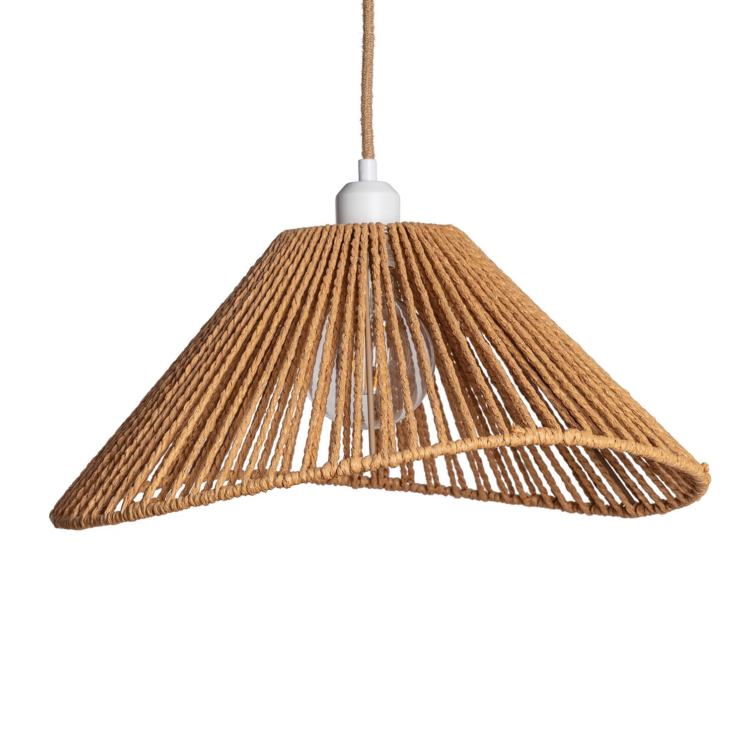 LEDKIA Lámpara Colgante Papel Trenzado Mikah Ø450 Marrón | Diseño Moderno y Funcional | Diámetro Ø45 cm | Ideal para Salón; Dormitorio | Fácil Instalación | Luz Suave