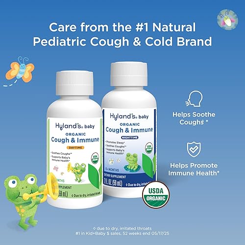 Miniatura 2 de Hyland's - Bebé - Paquete combinado de jarabe orgánico para la tos y apoyo inmunológico día y noche - Alivia la tos, apoya la inmunidad, ayuda para