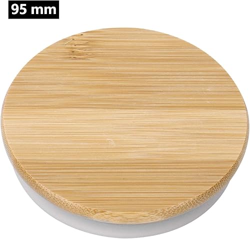 Miniatura 2 de iiniim Tapas reutilizables de bambú, tapas de silicona para anillo de sellado de silicona para botellas pequeñas y regulares, conservas de conservas