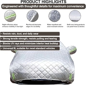 Hail Protector Car Cover, Waterproof All Weather Car Cover (Black, M)