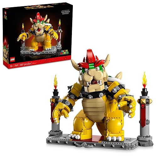 LEGO Super Mario The Mighty Bowser, 3D Build and Display Kit, Collectible Posable Character Figure with Battle Platform, Video Game Toy Idea for Fans of Super Mario Bros, 71411 - Multicolor