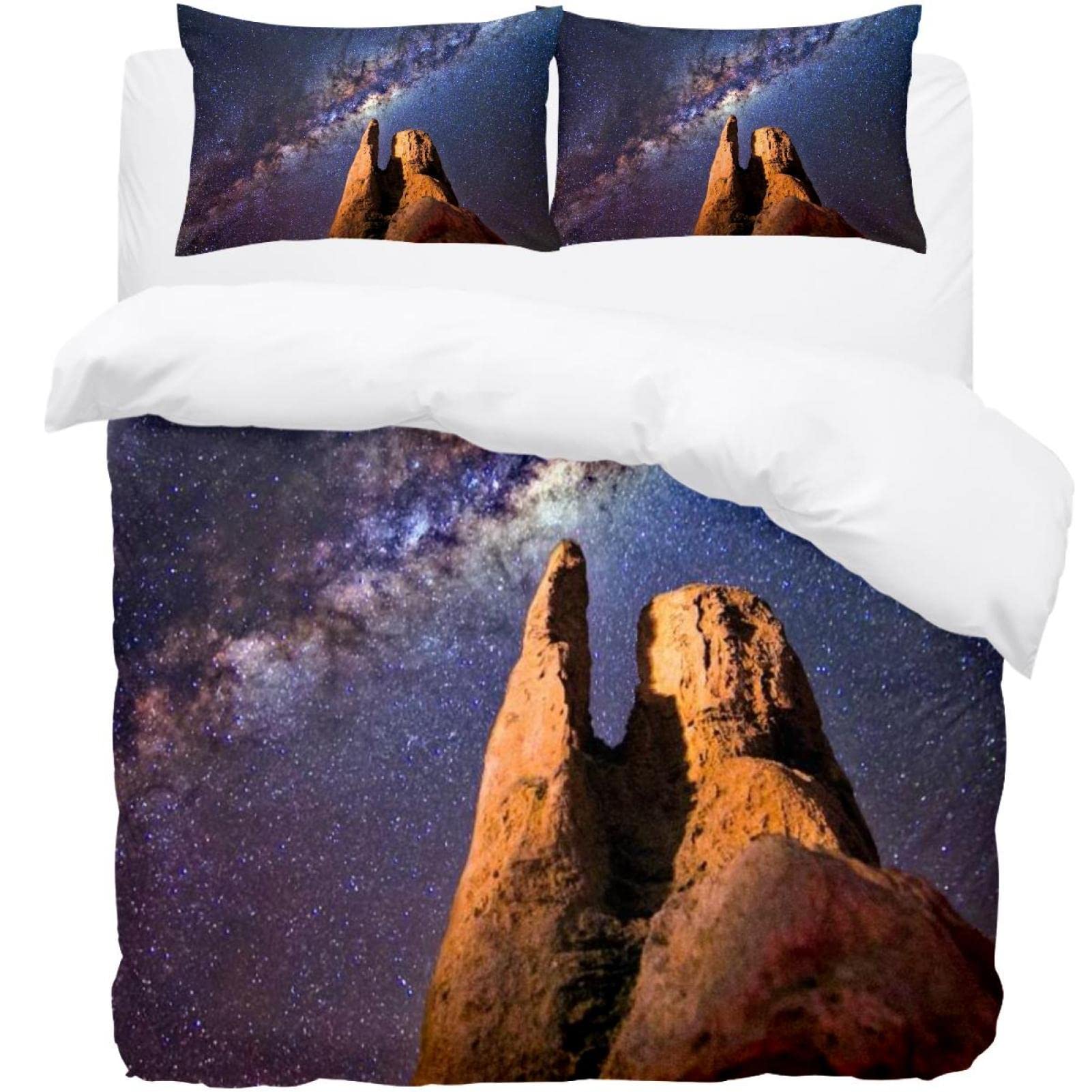 Housse de couette galaxie 3 pièces avec deux taies d'oreiller