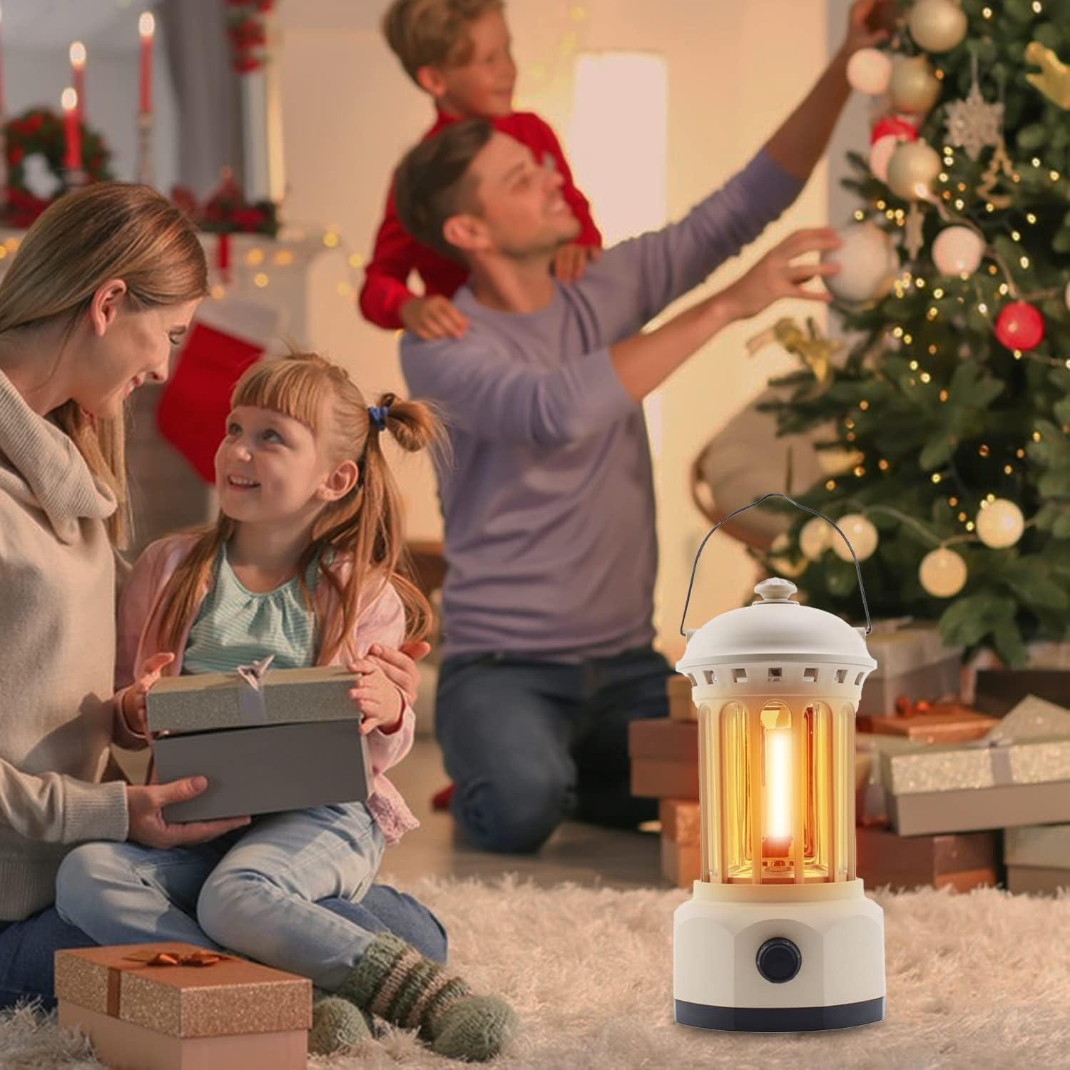 Lanterne de camping LED avec variateur d'intensité, lumière USB rechargeable, lampe de tente portable et étanche pour éclairage d'urgence, pêche, randonnée et pannes de courant