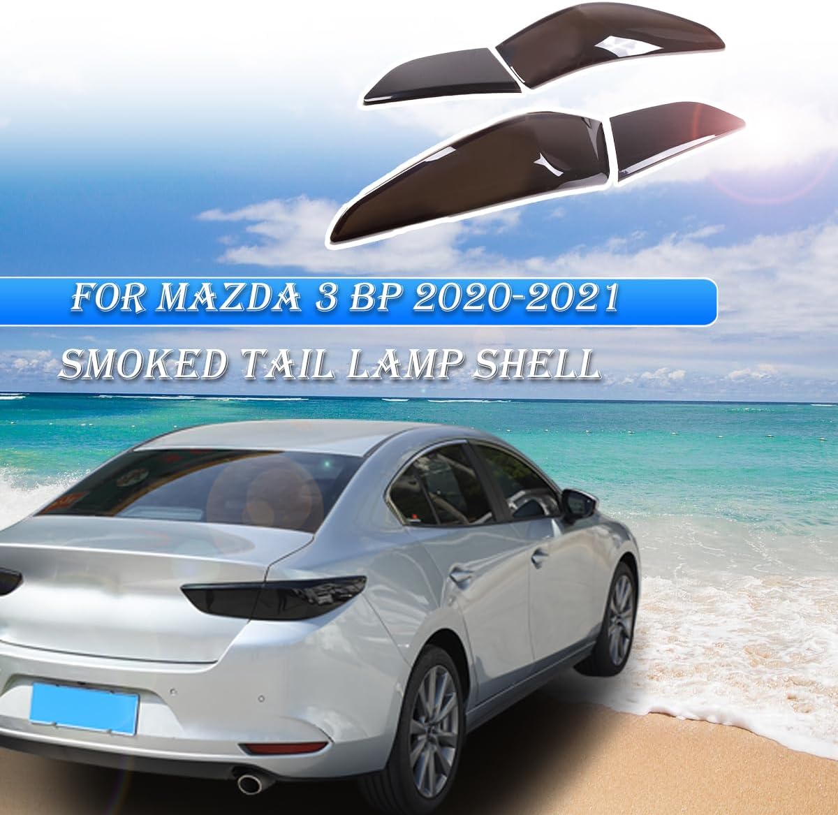 ABS Car Exterior Taillight Protection Cover Accessories for Mazda 3 BP 2020 2021 (Sedan Version Auto Rear Tail Lamp Protector Frame Trim